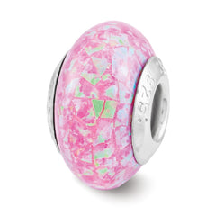 Sterling Silver Reflections Pink Synthetic Opal Mosaic Bead