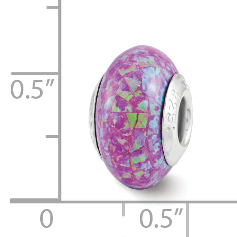 Sterling Silver Reflections Purple Synthetic Opal Mosaic Bead
