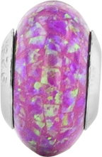 Sterling Silver 925 Mosaic Bead with Purple Synthetic Opal Reflections