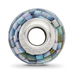 Sterling Silver Reflections Black Mother of Pearl Mosaic Bead