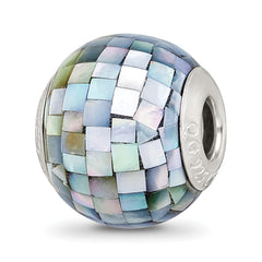Sterling Silver Reflections Black Mother of Pearl Mosaic Bead