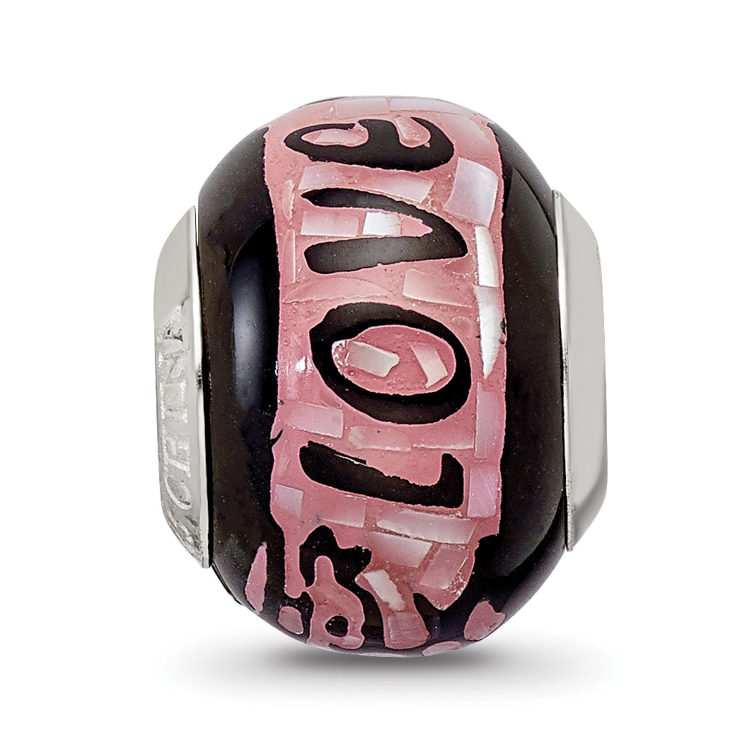 Sterling Silver Reflections Pink/Black MOP Love Mosaic Bead