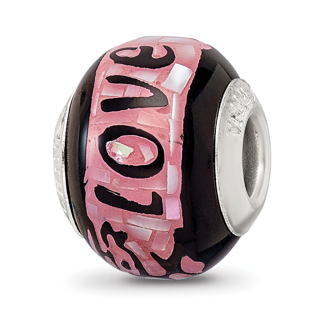 Sterling Silver Reflections Pink/Black MOP Love Mosaic Bead