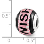 Sterling Silver 925 Mosaic Bead with Pink/Black Mother of Pearl Detailing
