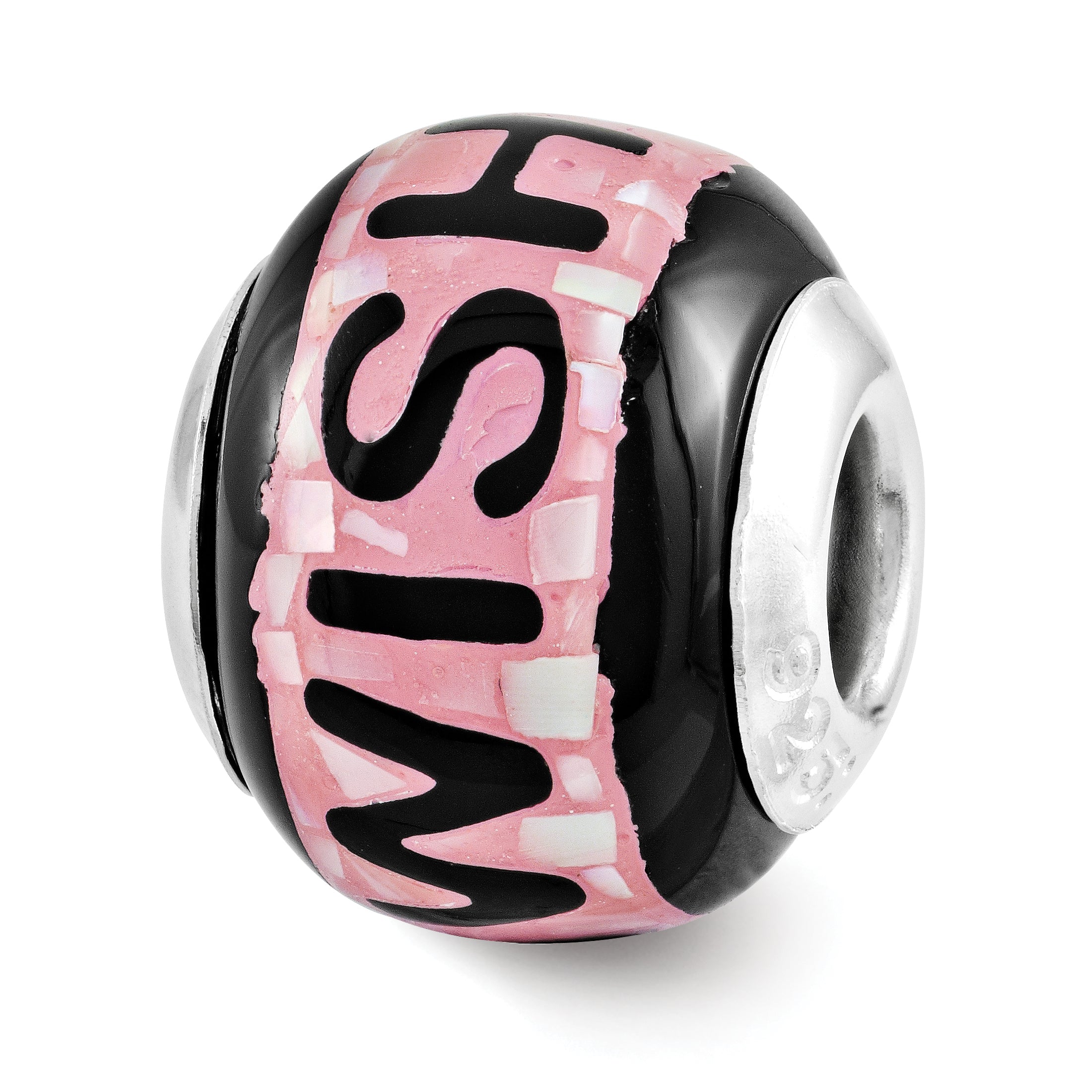 Sterling Silver Reflections Pink/Black MOP Wish Mosaic Bead