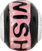 Sterling Silver 925 Mosaic Bead with Pink/Black Mother of Pearl Detailing