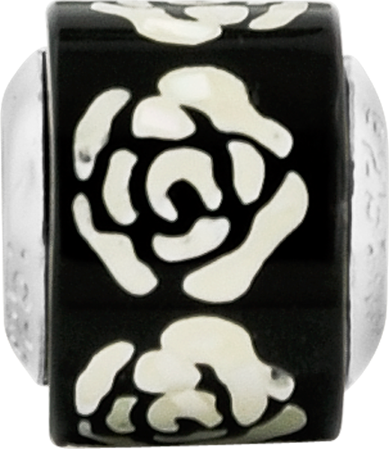 Sterling Silver Reflections Black/White Mother of Pearl Mosaic Bead