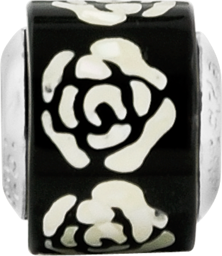 Sterling Silver 925 Mosaic Bead with Black/White Mother of Pearl