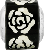 Sterling Silver 925 Mosaic Bead with Black/White Mother of Pearl