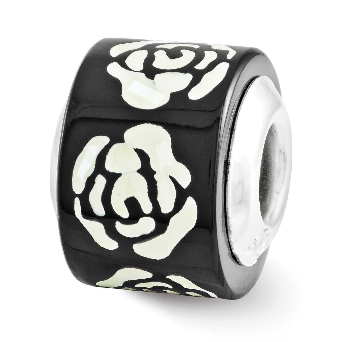 Sterling Silver Reflections Black/White Mother of Pearl Mosaic Bead