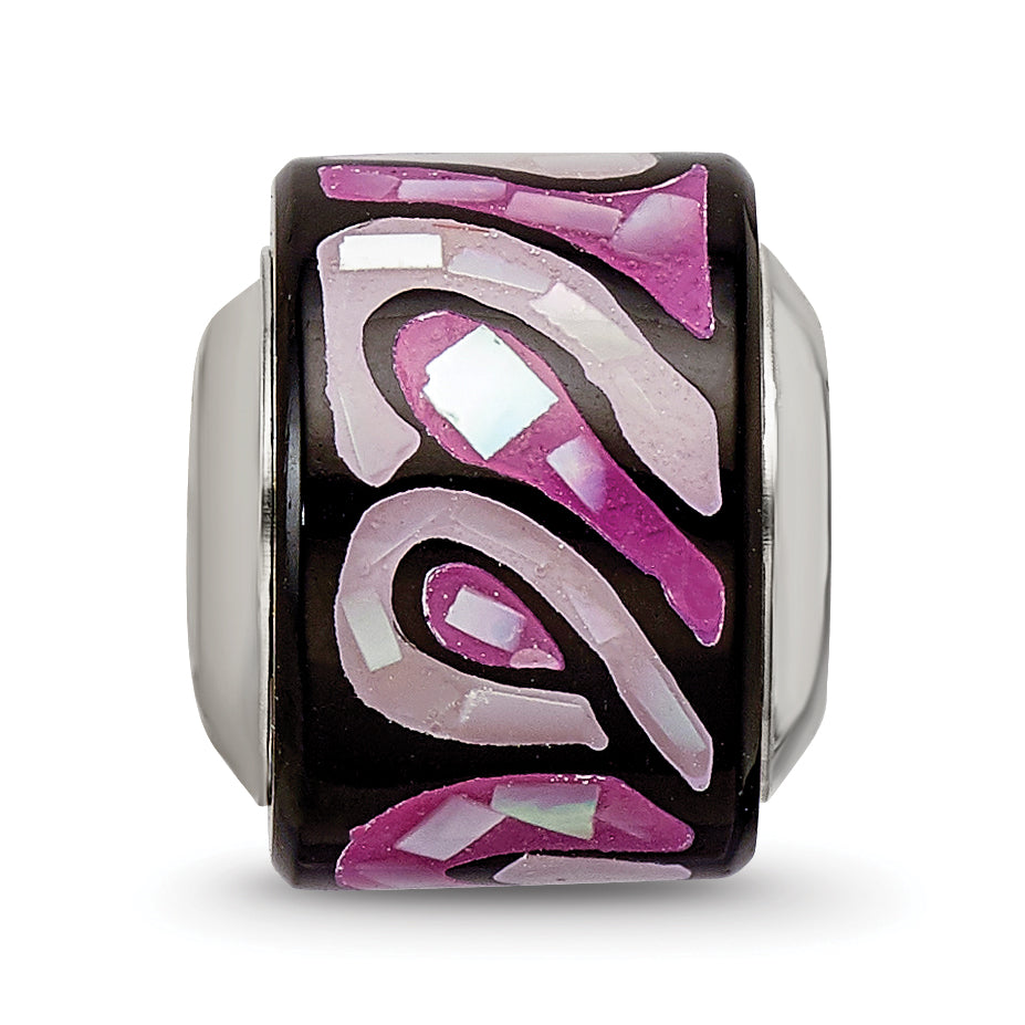 Sterling Silver Reflections Light/Dark Purple MOP Mosaic Bead