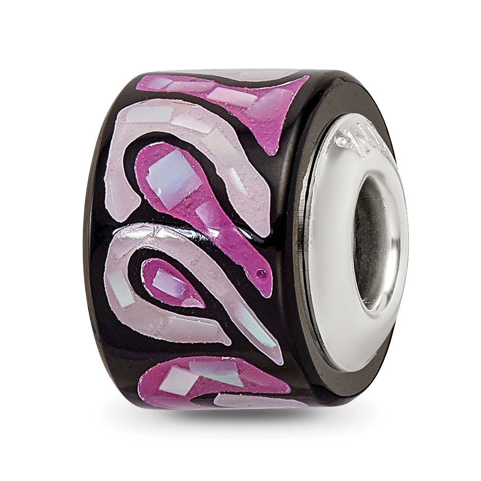 Sterling Silver Reflections Light/Dark Purple MOP Mosaic Bead Main image