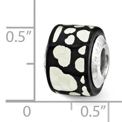 Sterling Silver 925 Mosaic Bead with Mother of Pearl Hearts Elegant and Multi-Color Design