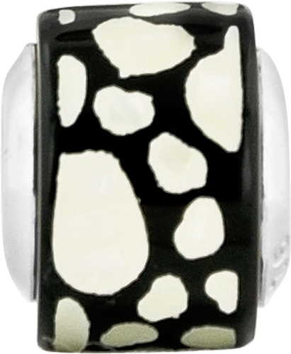 Sterling Silver Reflections Black/White MOP Hearts Mosaic Bead
