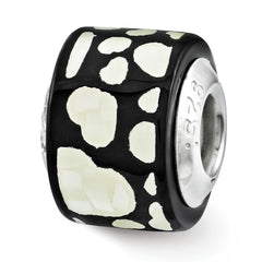 Sterling Silver Reflections Black/White MOP Hearts Mosaic Bead