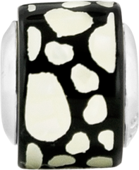 Sterling Silver Reflections Black/White MOP Hearts Mosaic Bead