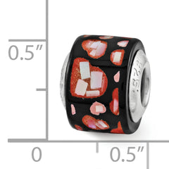 Sterling Silver Reflections Red/Black MOP Hearts Mosaic Bead