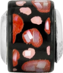Sterling Silver Reflections Red/Black MOP Hearts Mosaic Bead