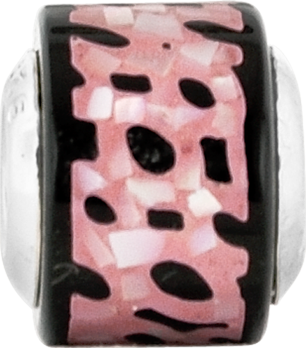 Sterling Silver Reflections Black/Pink Mother of Pearl Mosaic Bead
