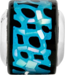 Sterling Silver Reflections Blue/Black Mother of Pearl Mosaic Bead