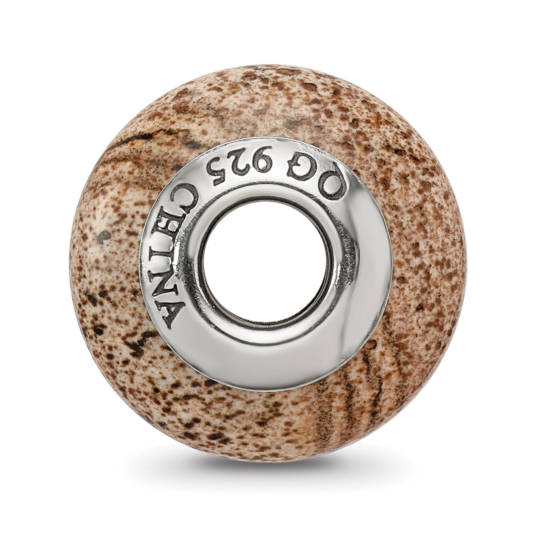 Sophia Jewelers Sterling Silver Jasper Bead with Natural Stone Detailing