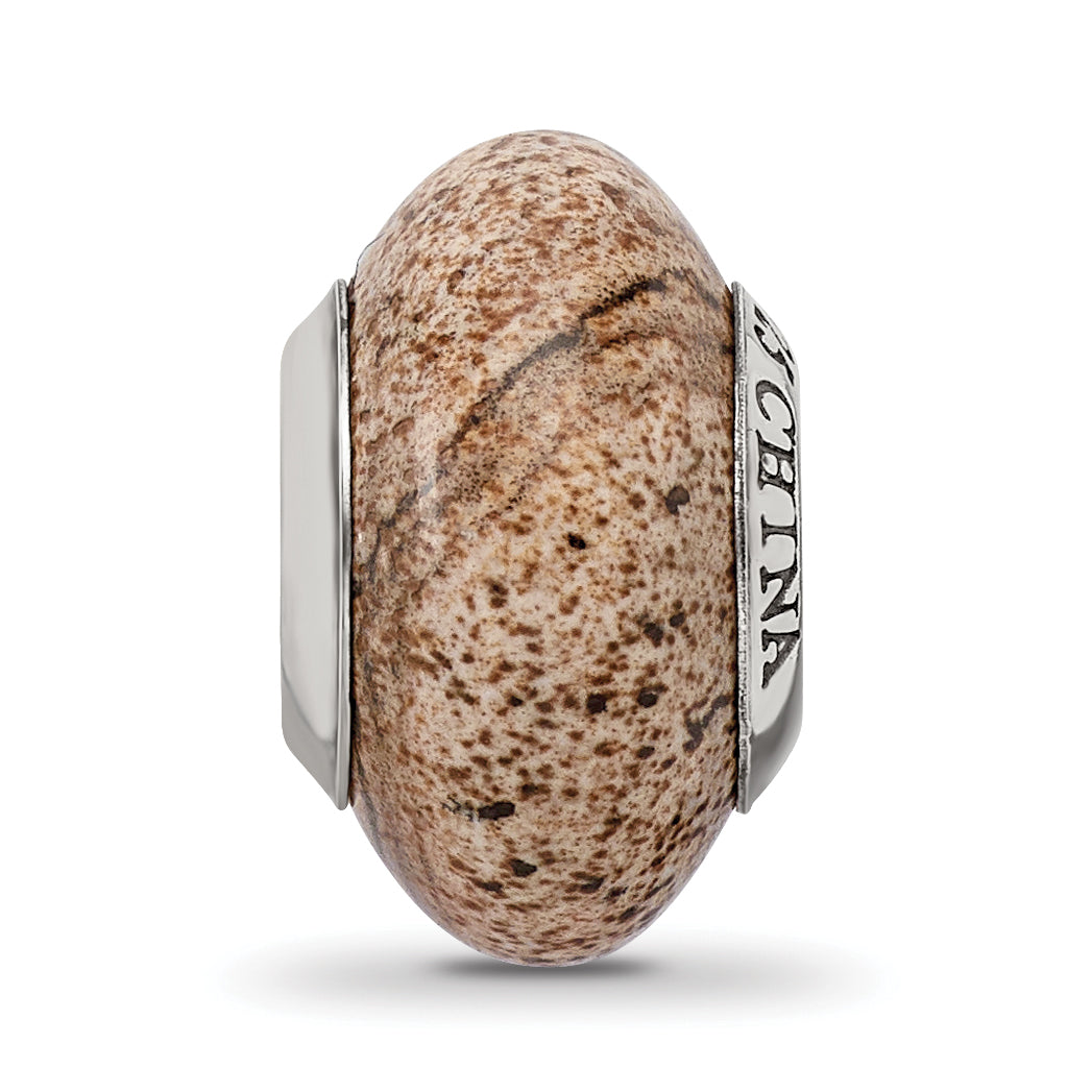 Sophia Jewelers Sterling Silver Jasper Bead with Natural Stone Detailing