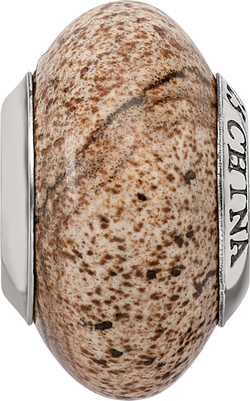 Sophia Jewelers Sterling Silver Jasper Bead with Natural Stone Detailing