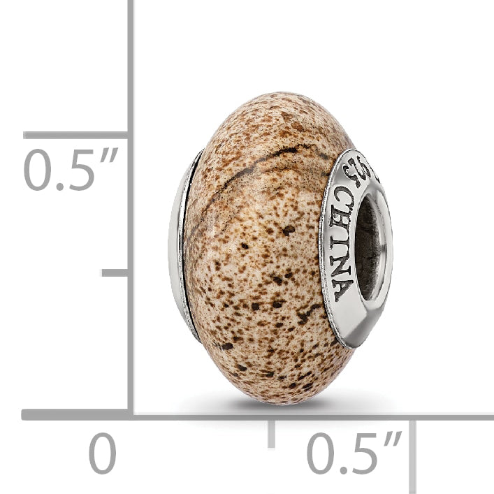 Sophia Jewelers Sterling Silver Jasper Bead with Natural Stone Detailing