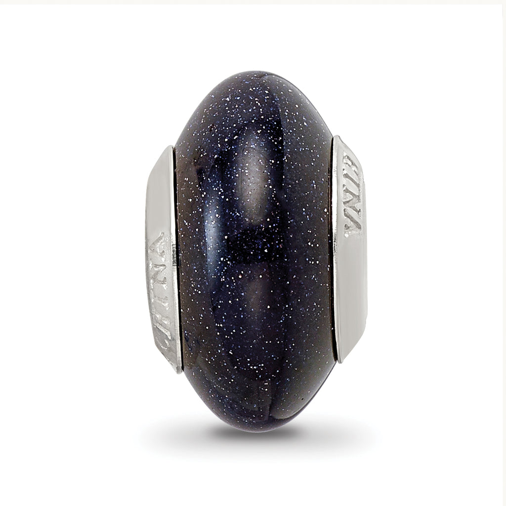 Sterling Silver Blue Sandstone Bead with Earthy Elegance