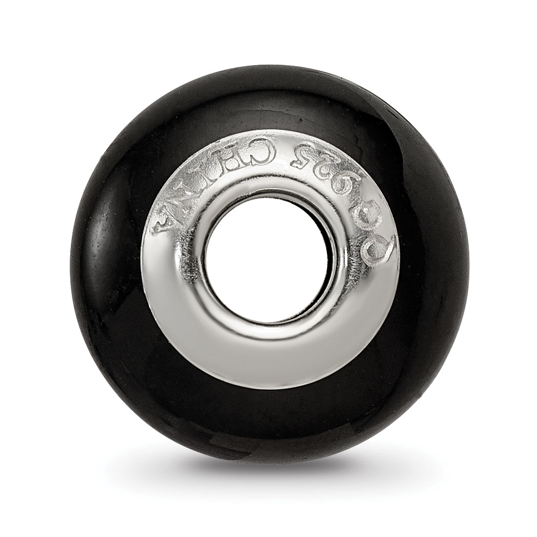 Sterling Silver 925 Glass Bead with Black Finish Classic Elegant Design Secondary image