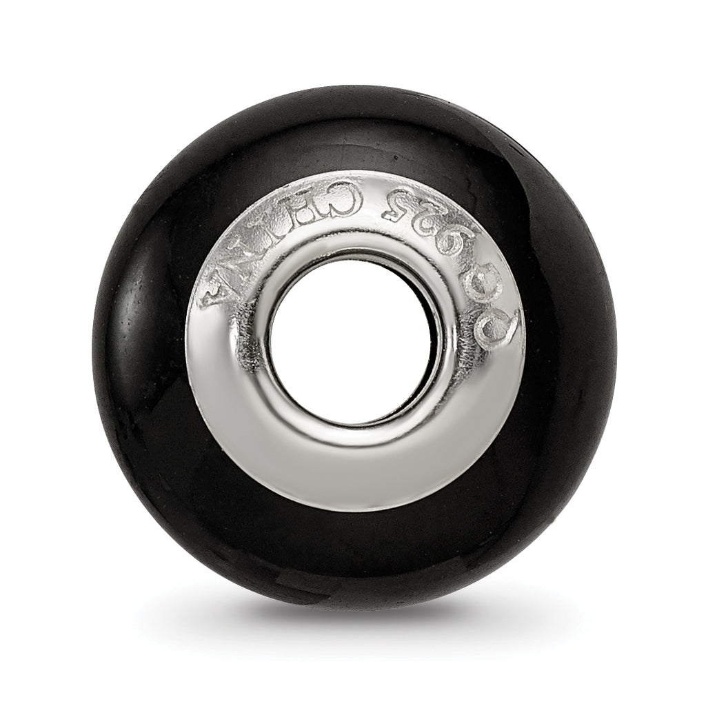 Sterling Silver 925 Glass Bead with Black Finish Classic Elegant Design