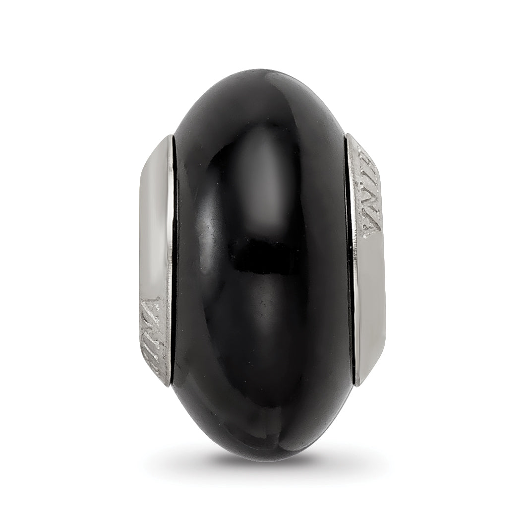 Sterling Silver 925 Glass Bead with Black Finish Classic Elegant Design