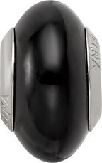 Sterling Silver 925 Glass Bead with Black Finish Classic Elegant Design