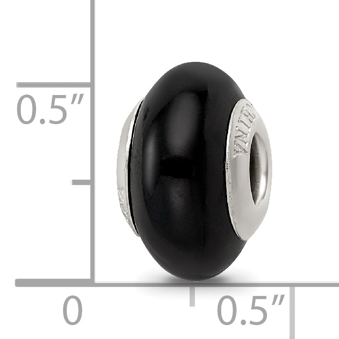 Sterling Silver 925 Glass Bead with Black Finish Classic Elegant Design