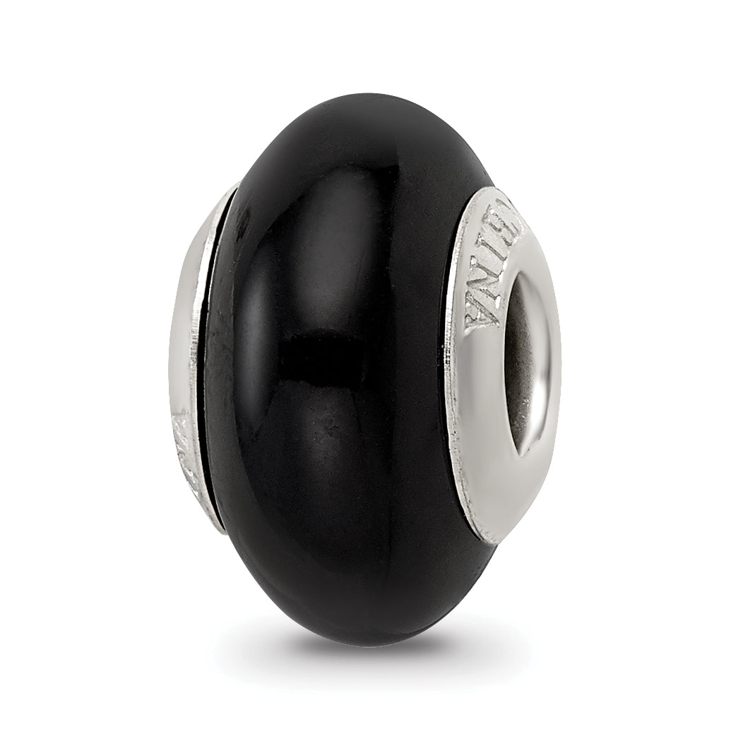 Sterling Silver Reflections Black Glass Bead Main image