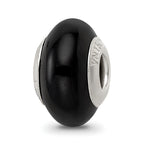 Sterling Silver Reflections Black Glass Bead
