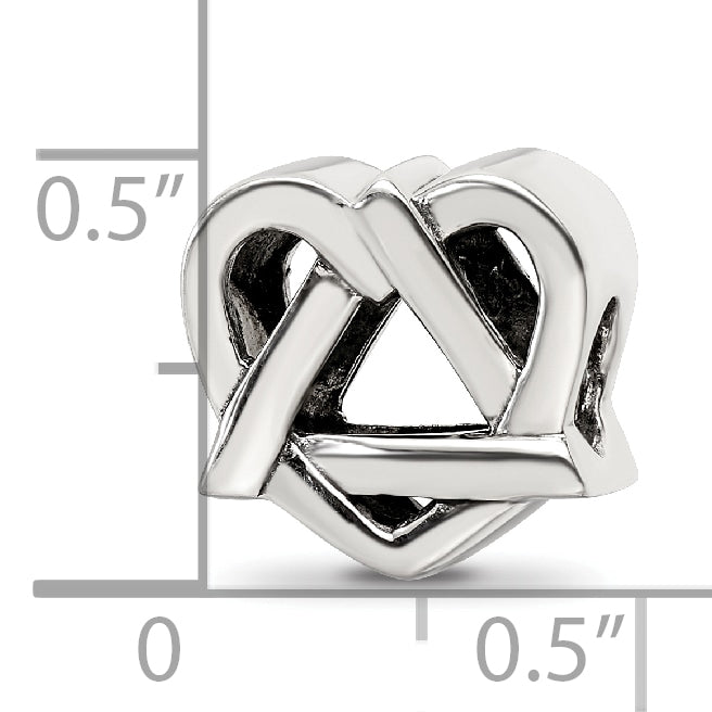 Sterling Silver 925 Adoption Symbol Bead with Solid Cast Design