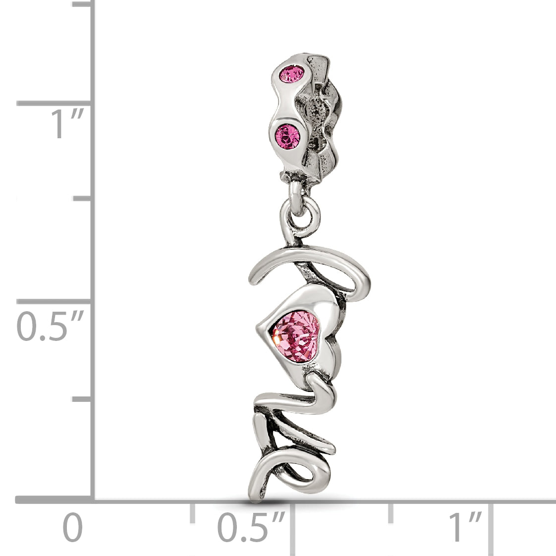 Sterling Silver Reflections Crystals LOVE Dangle Bead