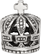 Sterling Silver 925 Crown Bead with Antiqued Finish Elegant Design