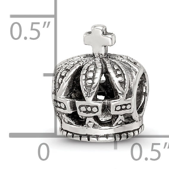 Sterling Silver 925 Crown Bead with Antiqued Finish Elegant Design