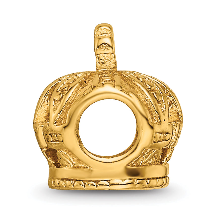 Sophia Jewelers Sterling Silver Gold-Plated Crown Bead Polished Elegant Charm