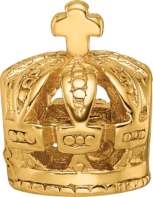 Sophia Jewelers Sterling Silver Gold-Plated Crown Bead Polished Elegant Charm