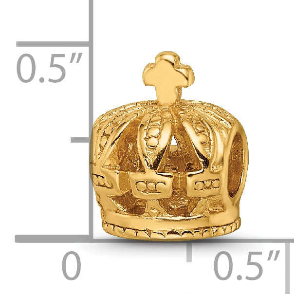Sophia Jewelers Sterling Silver Gold-Plated Crown Bead Polished Elegant Charm