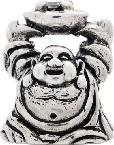 Sterling Silver 925 CZ Buddha Bead with Antiqued Finish
