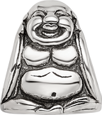 Sterling Silver 925 Buddha Bead with Antiqued Finish Solid Cast Design
