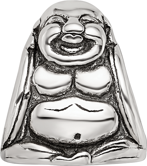 Sterling Silver 925 Buddha Bead with Antiqued Finish Solid Cast Design