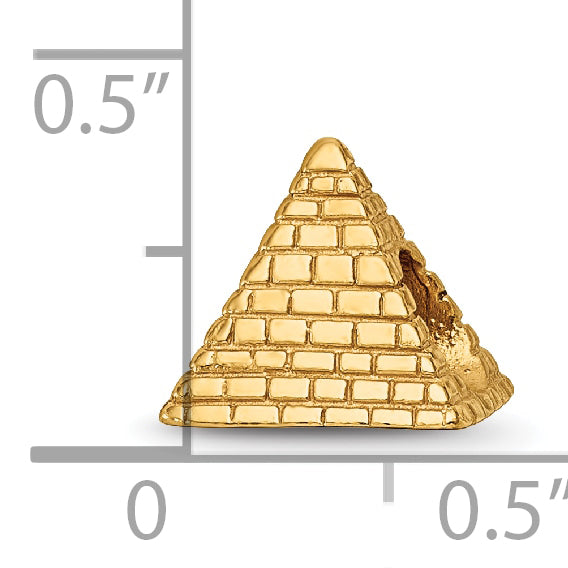 Sterling Silver Gold-Plated Pyramid Bead with Polished Finish