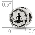 Sterling Silver 925 Yoga Lotus Bead with Antiqued Finish  Solid & Themed Design