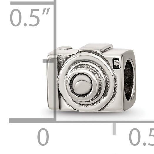 Sterling Silver 925 Antique Camera Bead with Solid Cast Design