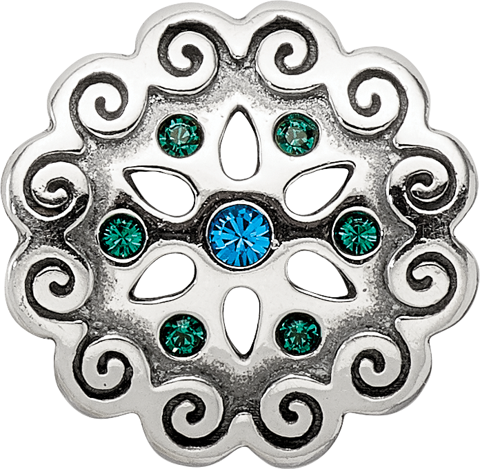 Sterling Silver Reflections Blue/Green Crystals Flower Bead